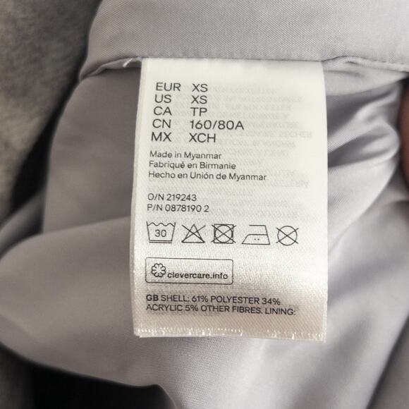 H&M Gray Plaid Felt Button Down Shirt Shacket Jacket Size XS - Picture 9 of 9